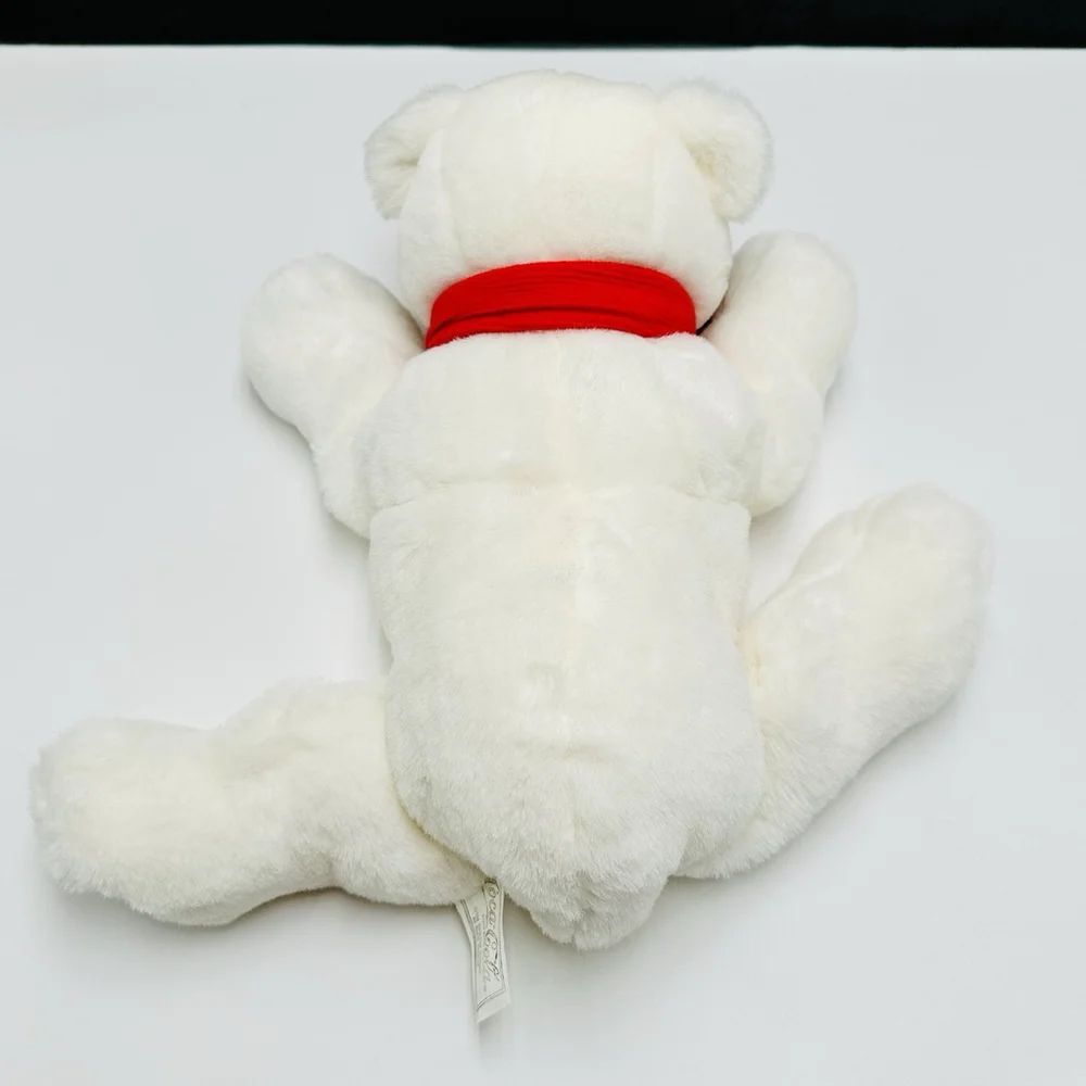 Coca Cola Polar Bear 11” w/ Tags Plush Stuffed Gray Paws Red Scarf Christmas Y2K